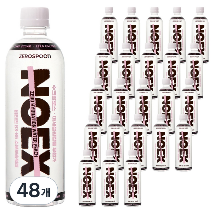 제로스푼 NOEX 제로 수분 워터 복숭아, 500ml, 48개