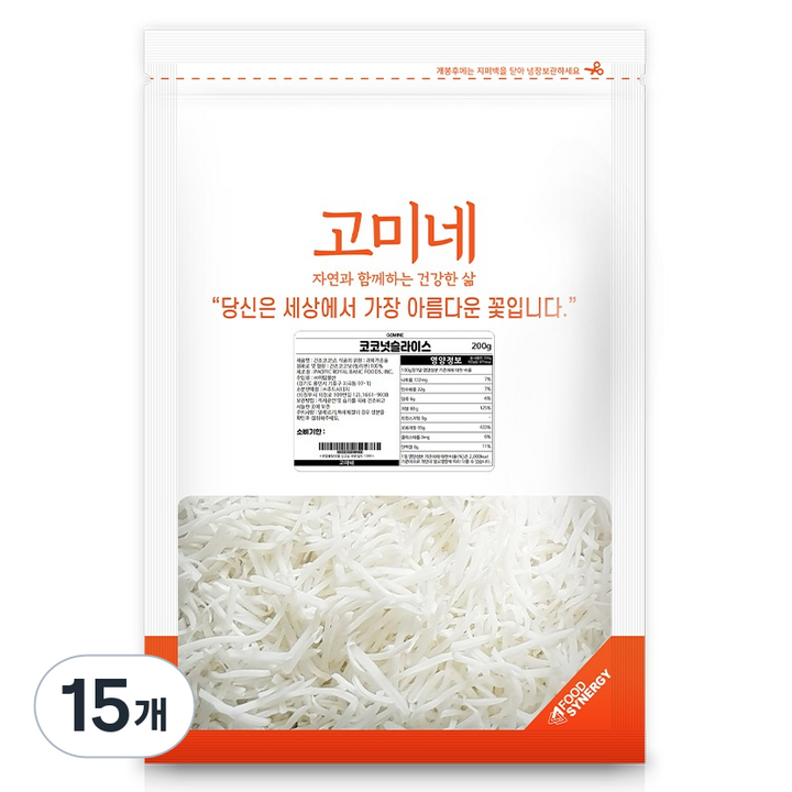 고미네 코코넛 롱슬라이스, 15개, 200g