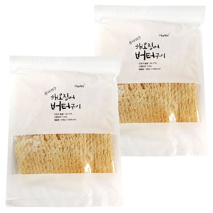 더먹다 자연오감 해오징어 버터구이, 400g, 2개