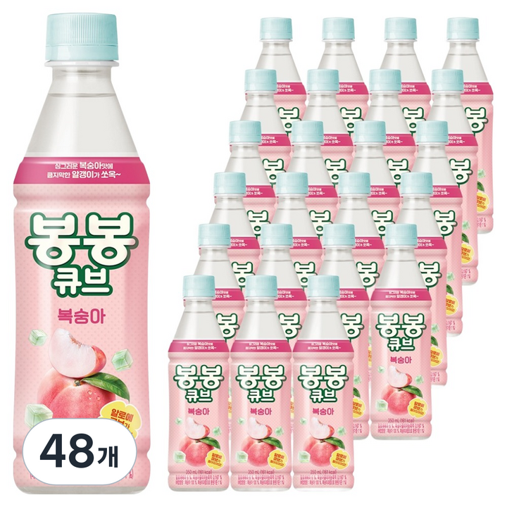 해태htb 봉봉 큐브 복숭아, 48개, 350ml