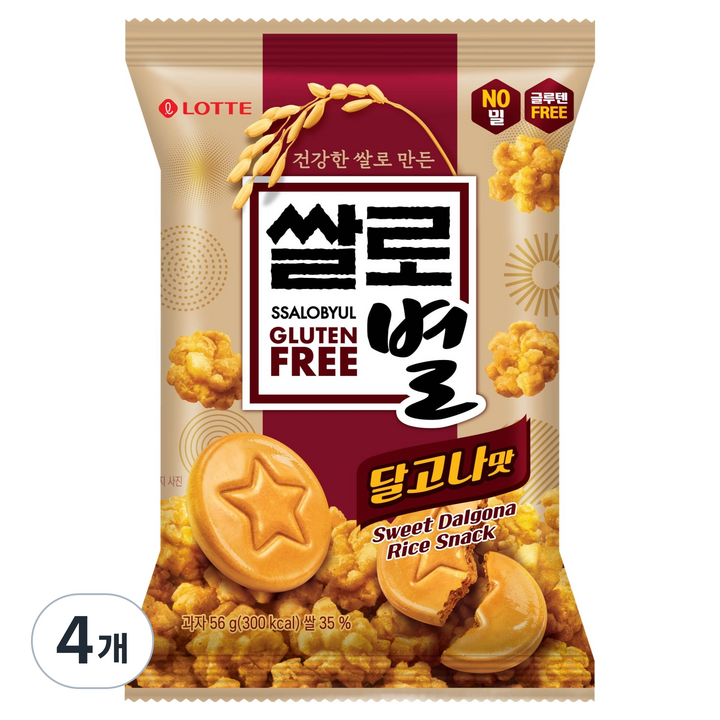 롯데웰푸드 쌀로별 달고나맛, 4개, 56g