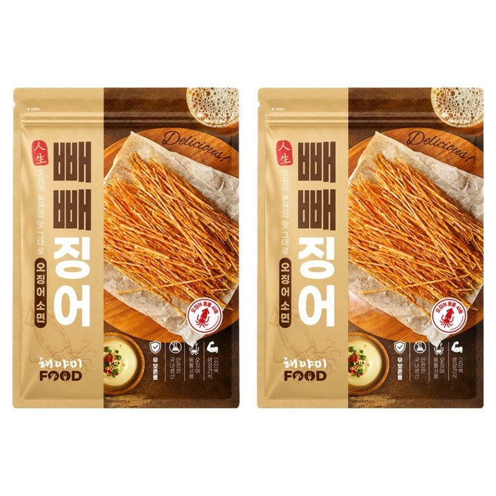 해야미 빼빼징어 오징어소면, 240g, 2개