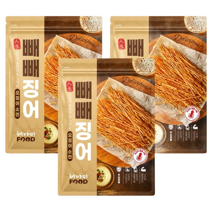 해야미 빼빼징어 오징어소면, 240g, 3개