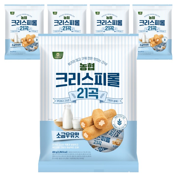 농협식품 크리스피롤 21곡 소금우유맛 과자, 400g, 5개