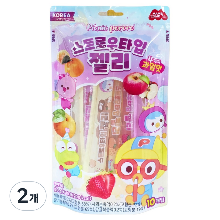 뽀로로 스트로우 젤리, 200g, 2개
