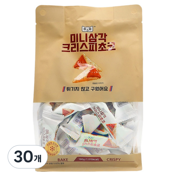 멍쇼얼 미니 삼각 크리스피 초코 스낵, 190g, 30개