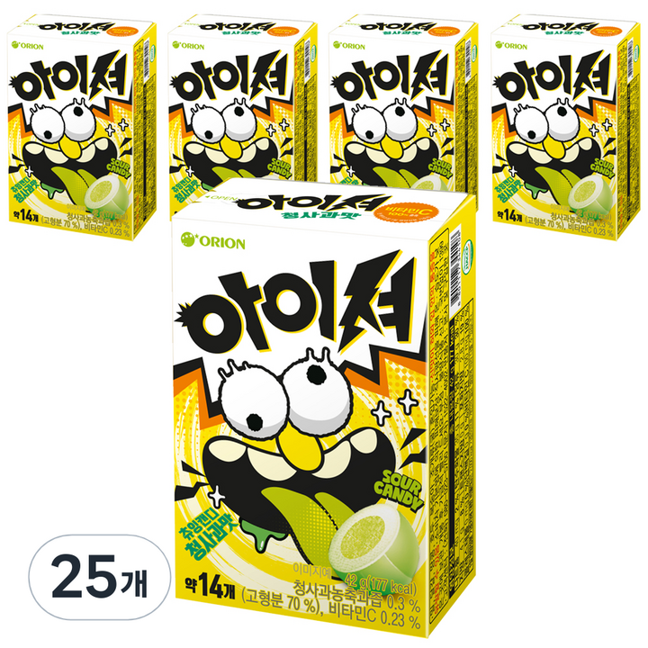오리온 아이셔 츄잉캔디 청사과맛, 42g, 25개