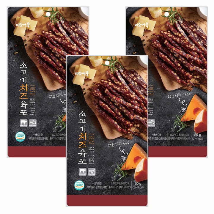 미소어육 소고기 치즈육포, 80g, 3개