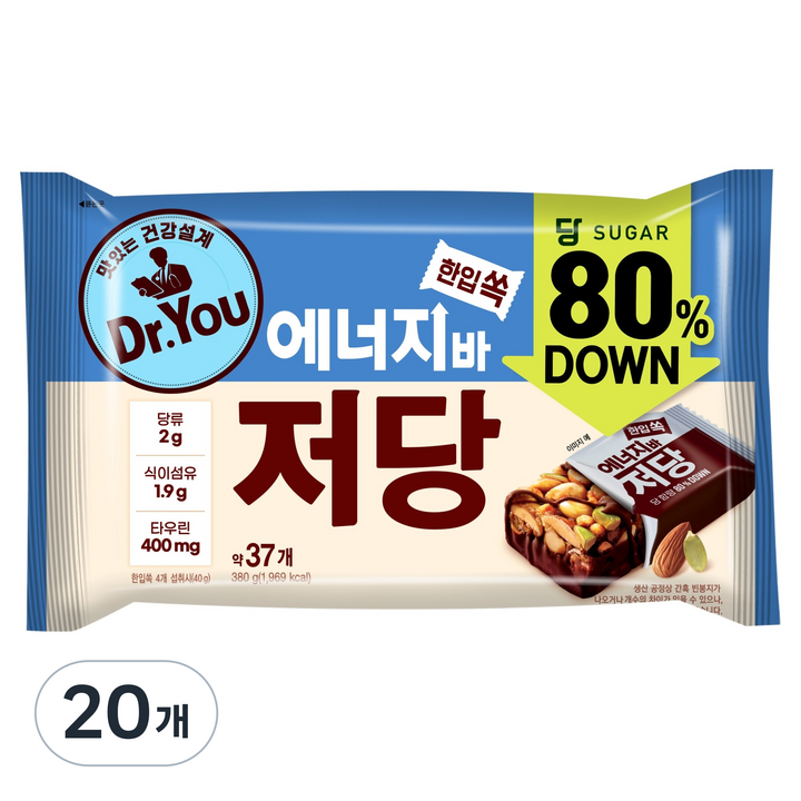 닥터유 한입쏙 에너지바 저당, 380g, 20개
