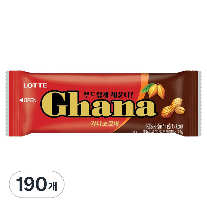 가나초코바 땅콩, 45g, 190개