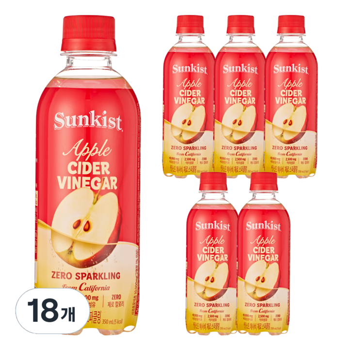 썬키스트 애사비 제로 스파클링 탄산음료, 350ml, 18개
