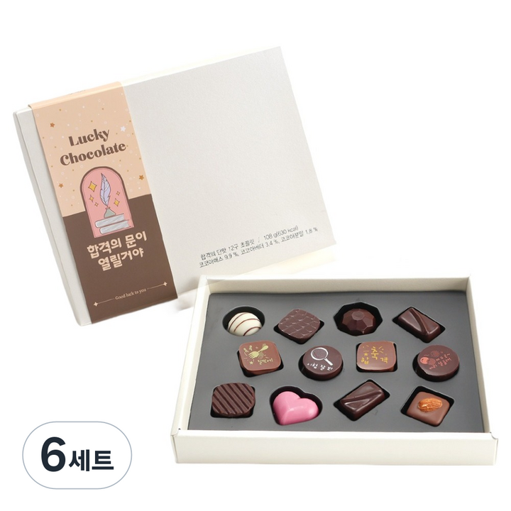 수능만점 합격의단맛 수제초콜릿 12구, 108g, 6세트