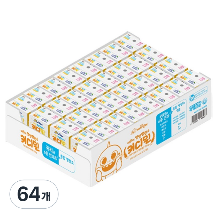 태양생활건강 핑크퐁 키디밀 귀리 성장밸런스 음료, 135ml, 64개