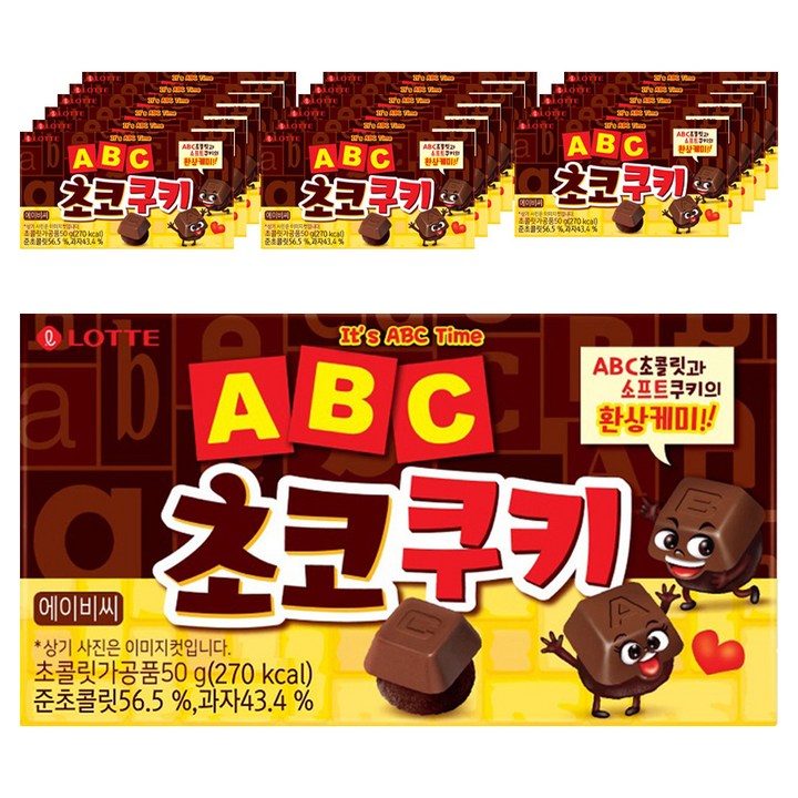 롯데웰푸드 ABC초코쿠키, 50g, 18개