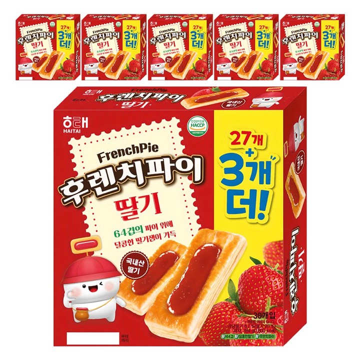 해태제과 후렌치파이 딸기, 384g, 6개