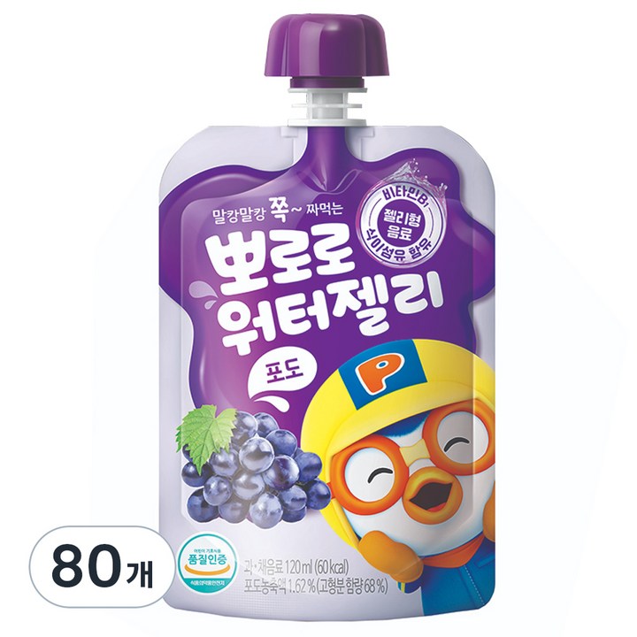 팔도 뽀로로 워터젤리 포도, 120ml, 2개
