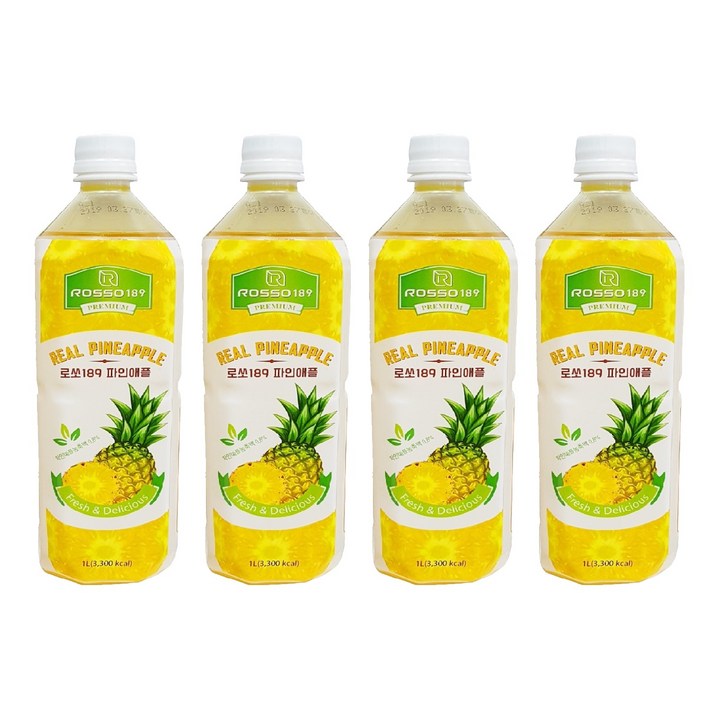 로쏘189 파인애플 음료베이스, 1L, 4개