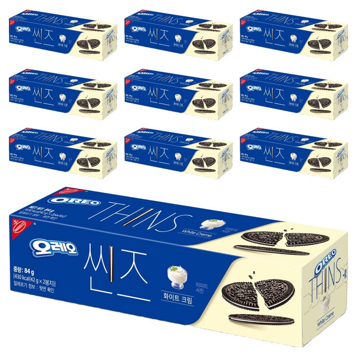 오레오 씬즈 화이트 크림, 84g, 10개
