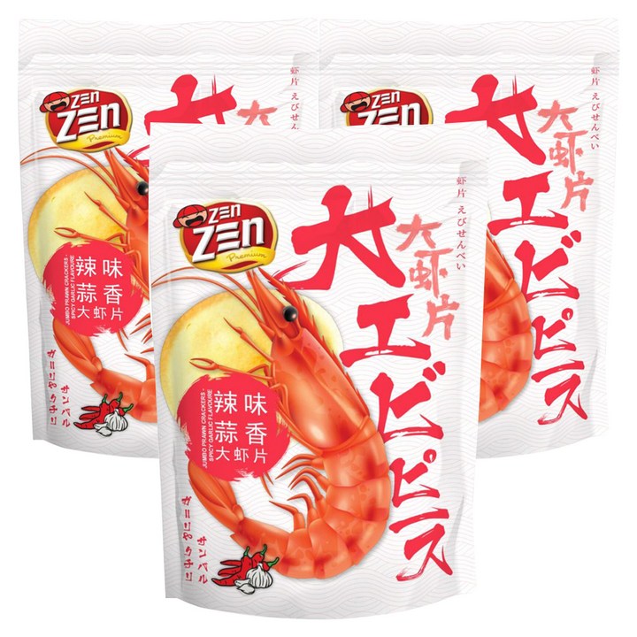 젠젠 스파이시 갈릭 새우칩, 220g, 3개
