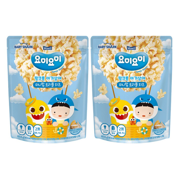 요미요미 유아용 미니팝 과자, 트리플치즈, 25g, 2개