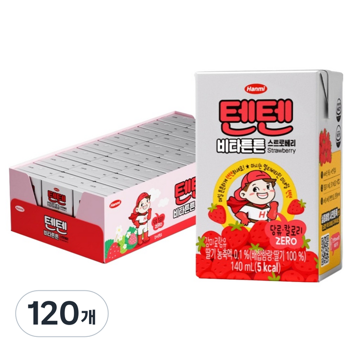 텐텐 비타튼튼 음료 스트로베리, 120개, 140ml