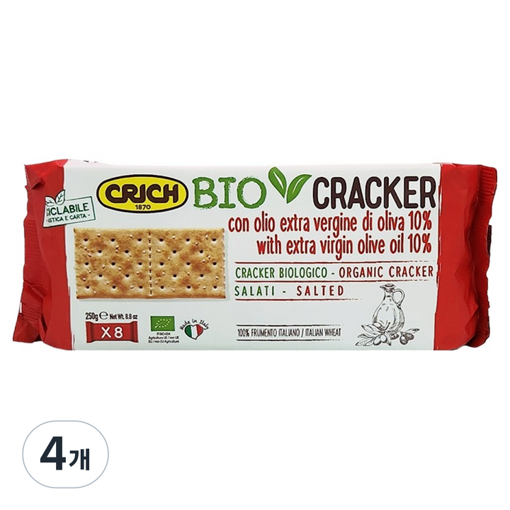 크릭 유기농 엑스트라버진 올리브유 솔티드 크래커 8p, 250g, 4개