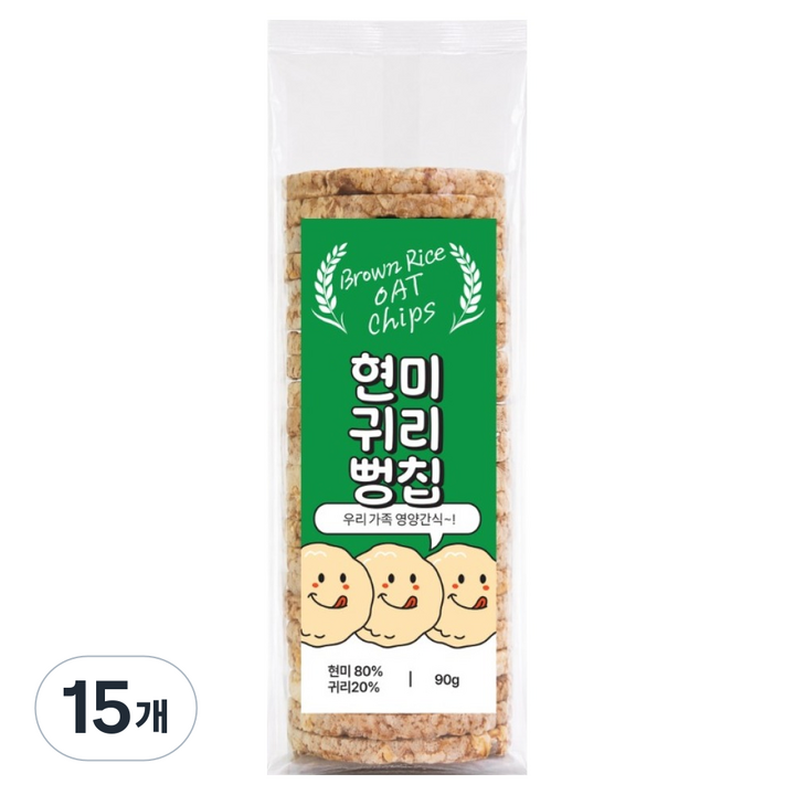현미 귀리 뻥칩, 90g, 15개
