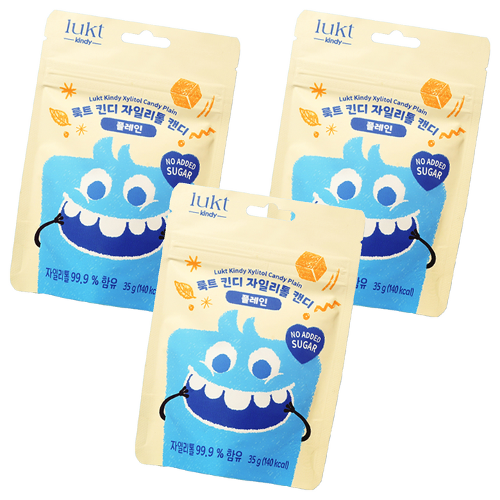 룩트 킨디 자일리톨 캔디 플레인, 35g, 3개