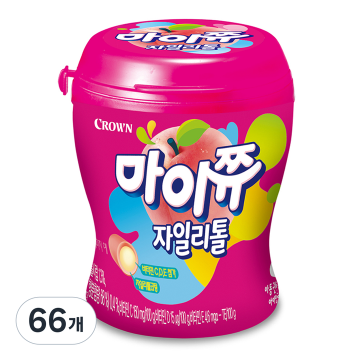 마이쮸 크라운 복숭아맛 용기, 110g, 66개
