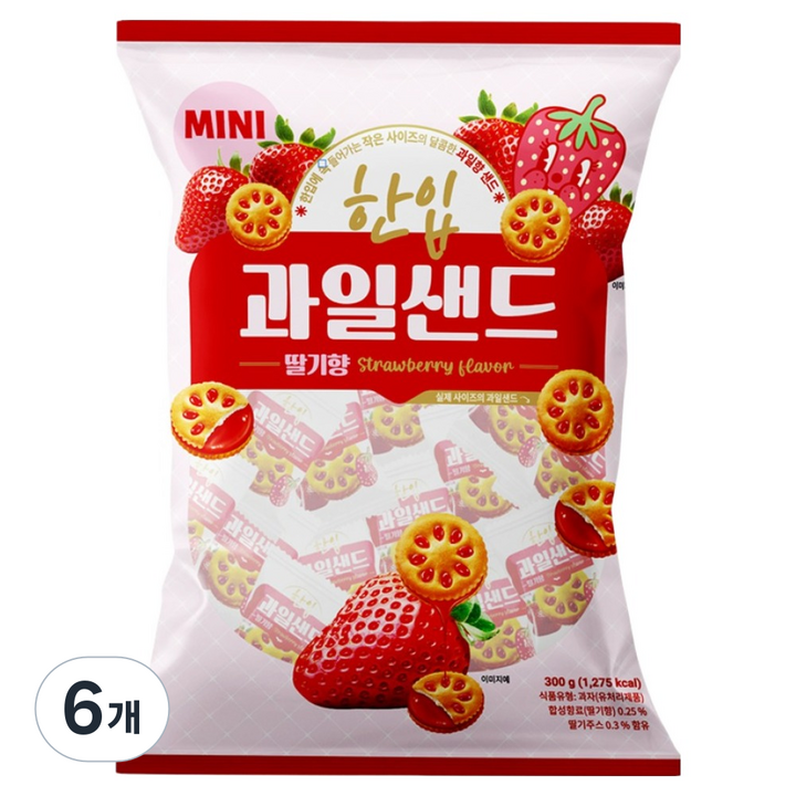 한입 과일 샌드 딸기향 57p, 300g, 6개