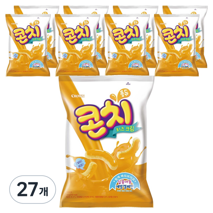 크라운 콘치 치즈크림 스낵, 135g, 27개