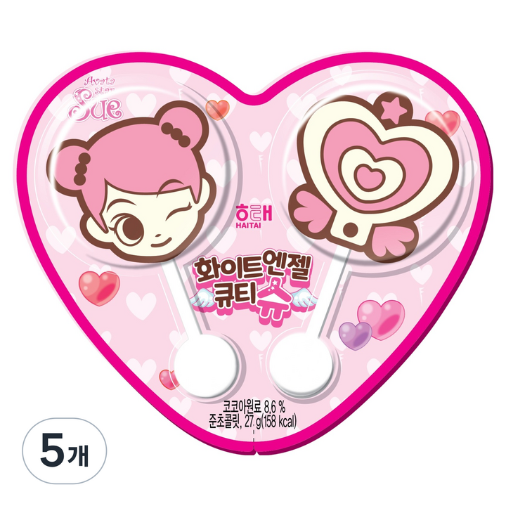 해태제과 화이트엔젤 큐티 슈 초콜릿, 27g, 5개