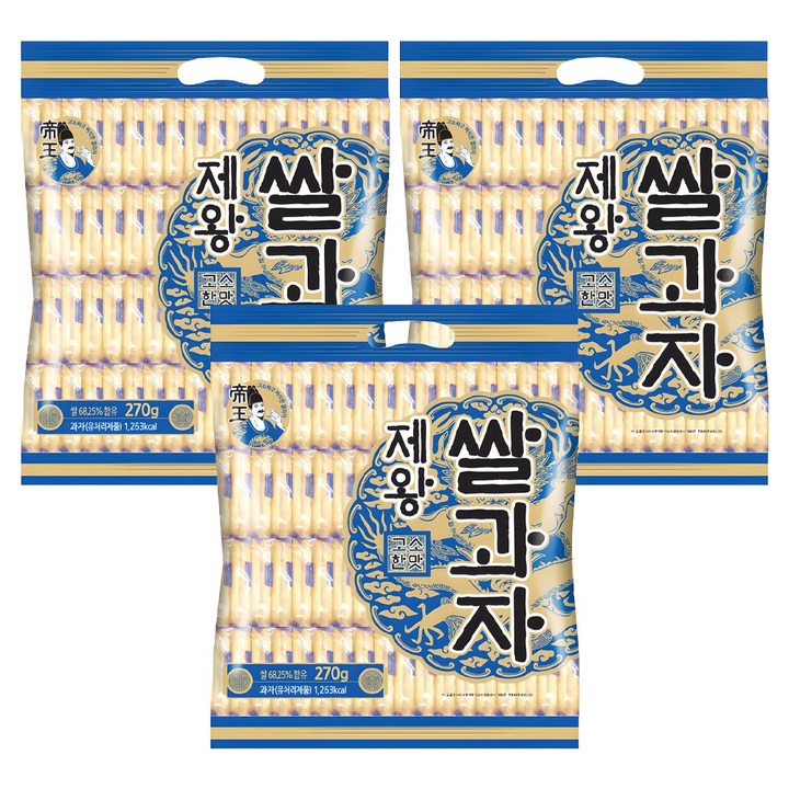 제왕 쌀과자 고소한맛 사각, 270g, 3개