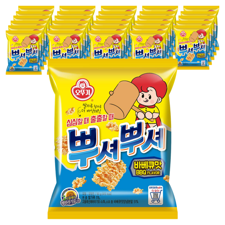 오뚜기 뿌셔뿌셔 바베큐맛, 90g, 50개