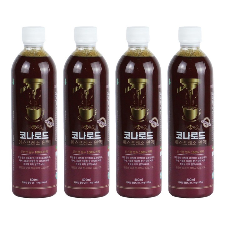 코나로드 에스프레소 원액 에티오피아예가체프, 500ml, 4개
