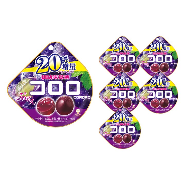 코로로 미카쿠도 포도맛 젤리, 40g, 6개