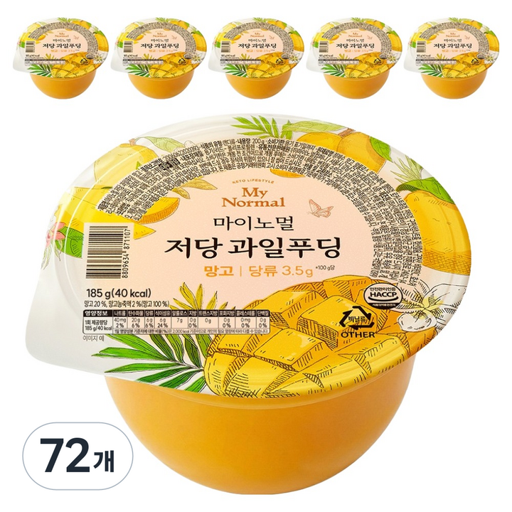 마이노멀 저당 과일푸딩 망고, 185g, 72개