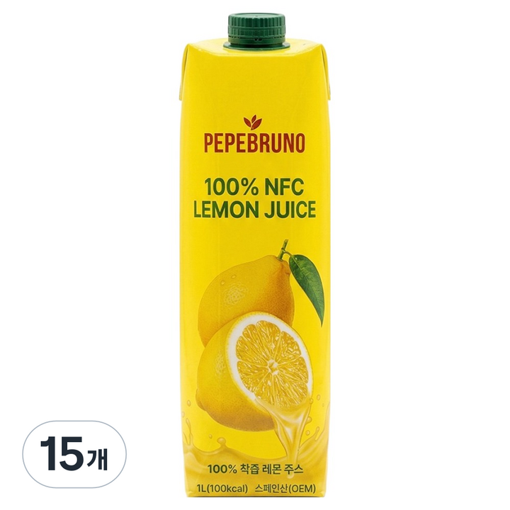 페페브루노 100% NFC 레몬 주스, 15개, 1L