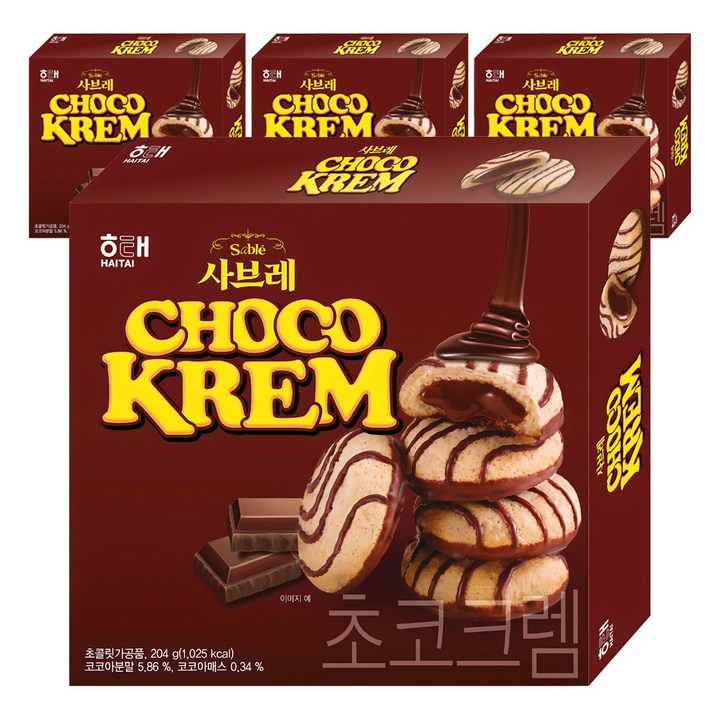 해태제과 사브레 초코크렘, 204g, 4개