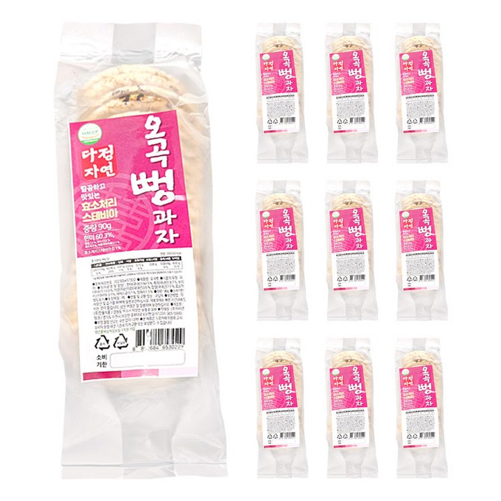 다정자연 스테비아 오곡 뻥과자, 90g, 10개