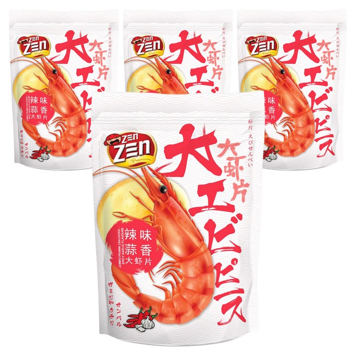 젠젠 스파이시 갈릭 새우칩, 220g, 4개