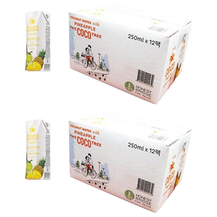 더코코트리 코코넛워터 파인애플, 250ml, 24개