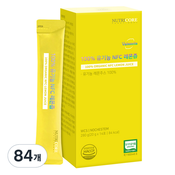 뉴트리코어 유기농 NFC 레몬즙, 20g, 84개