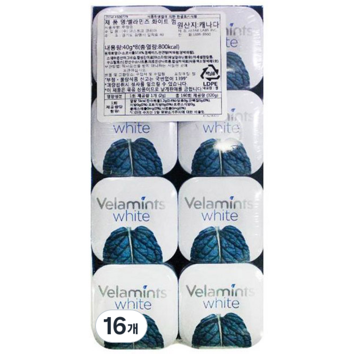 탭랩스 벨라민츠 화이트 껌, 40g, 16개