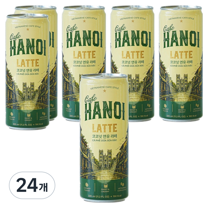 카페하노이 코코넛 연유라떼, 24개, 330ml