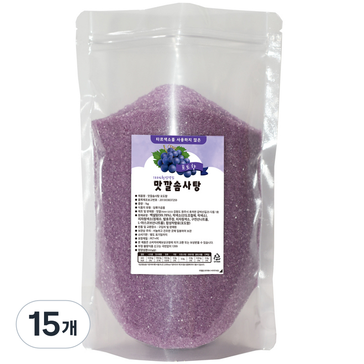 맛깔슈가 솜사탕 설탕 포도향, 1kg, 15개
