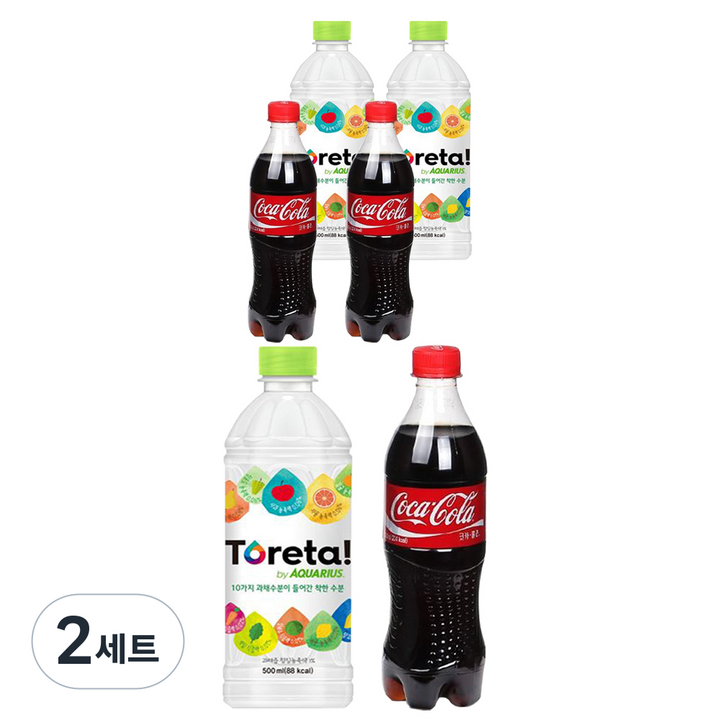 토레타 아쿠아리우스 500ml x 3p + 코카콜라 업소용 500ml x 3p, 2세트