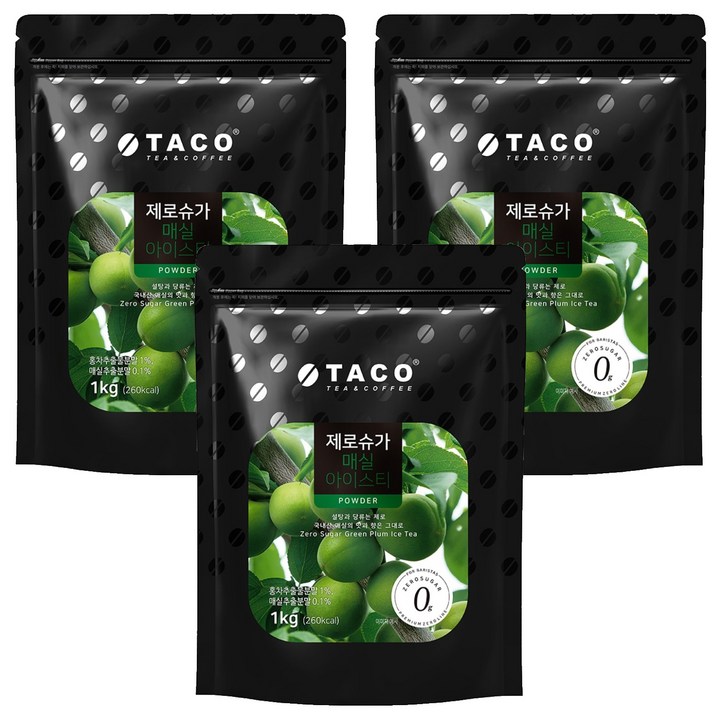 타코 제로슈가 매실 아이스티 분말, 1kg, 3개, 1개입