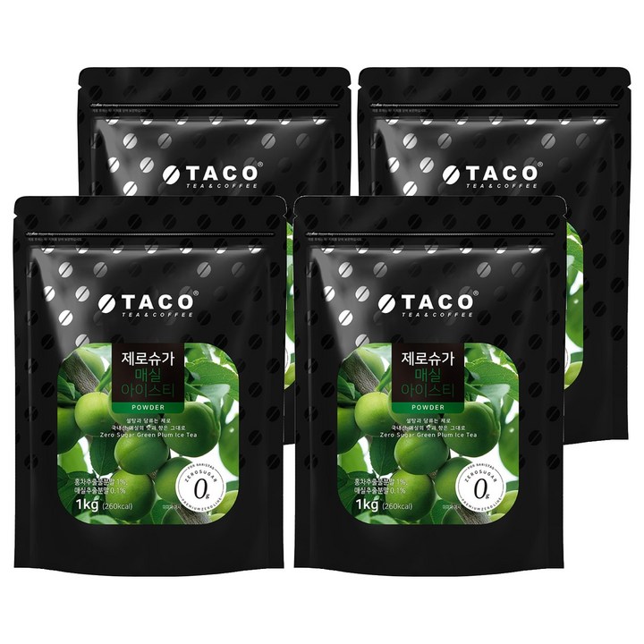 타코 제로슈가 매실 아이스티 분말, 1kg, 4개, 1개입