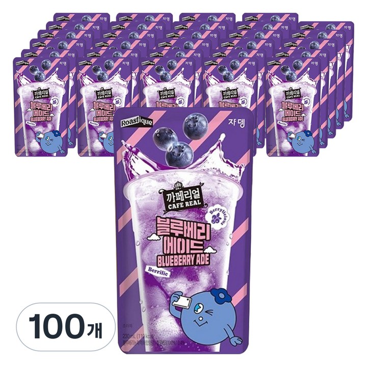 까페리얼 블루베리 에이드, 230ml, 100개